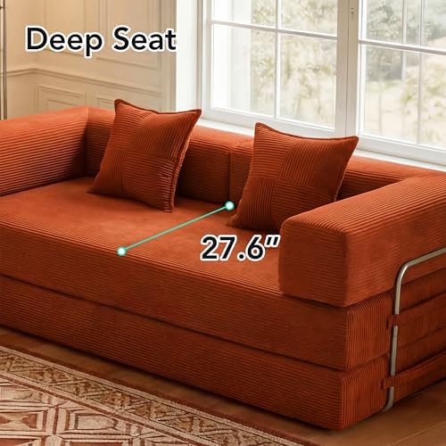 WEUP 5-in-1 Convertible Sofa Bed, Corduroy Floor Sofa Loveseat Sleeper - Image 7