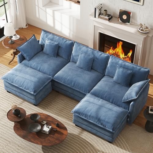WorthFurni 111.4" Modular Sectional Sofa, U Shape Cloud Couch by WorthFurni