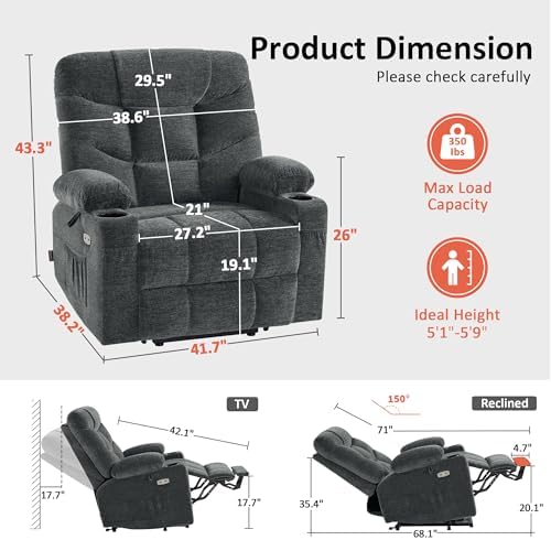 MCombo Power Lift Recliner Elderly, Fabric R7289 - Image 3