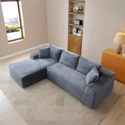 105-Inch L-Shaped Left Facing Corner Compressed Sofa Modular Sectional Boneless by ERYE