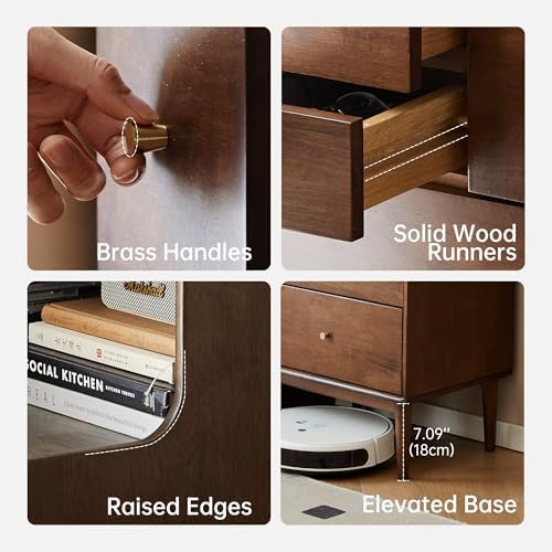 YESWOOD 100% Solid Wood Nightstand, 6 Drawer - Image 4