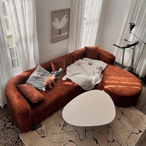 Acanva Mellow Modern Tight Curved Back Velvet Sofa, Right Chaise - Image 3