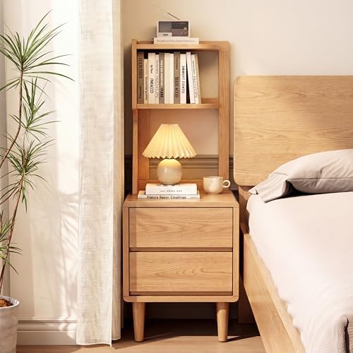 Solid Wood Bookshelf Nightstand Combo, Tall Nightstand by Unknown