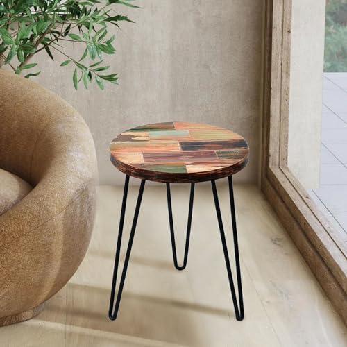 Reclaimed Wood Multi Color Side Table 17.5" x 17.5" x 20" H Wooden Accent - Image 3