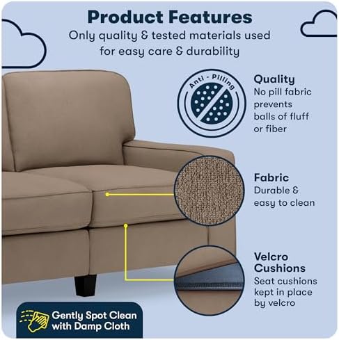 Serta Palisades 61" Track Arm Sofa, Easy Care Polyester, Soft Pillow Back - Image 3