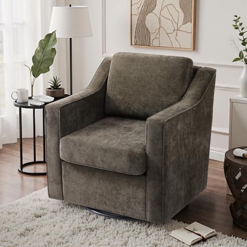 Swivel Accent Chair, Chenille Upholstered Armchair by UIXE