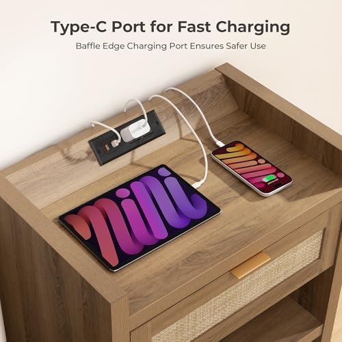 SICOTAS Rattan Night Stand Set of 2, Bedside Table - Image 4