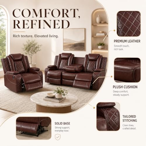 Power Reclining Leather Sofa Set – 2-Piece Home Theater Seating - Image 4
