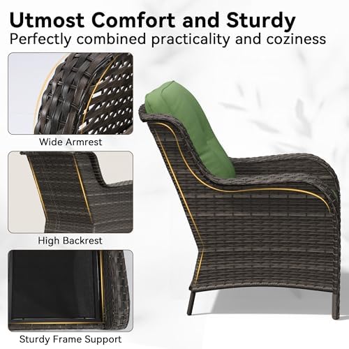 Patio Chairs Set of 2, Outdoor Wicker Patio Furniture Set - Image 3