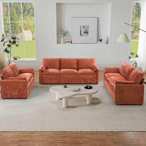 3 Pieces Chenille Sofa Set w/Two Arm Pillows - Image 3