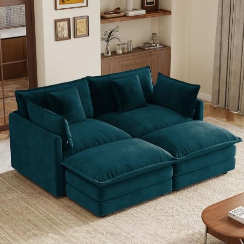 70.8" Loveseat Sofa with 2 Ottoman, 4 Seater Deep Seat Cloud Couch by VEPXXP