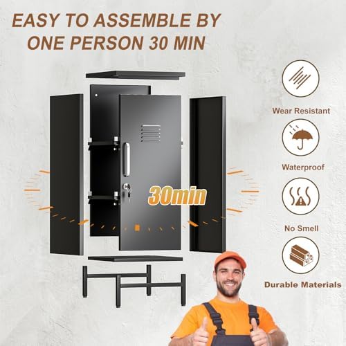 pozdeg 35.43" Black Lockable Small Metal Storage Locker - Image 6