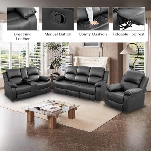 Manual Reclining Couch Sofa Set - Image 4
