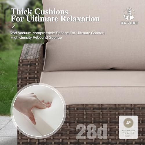 HERA'S HOUSE Patio Wicker Chairs Outdoor Swivel Rocker Chairs Set - Image 5