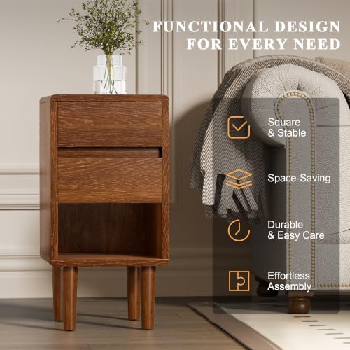 Narrow Nightstand 2 Drawers - Image 5