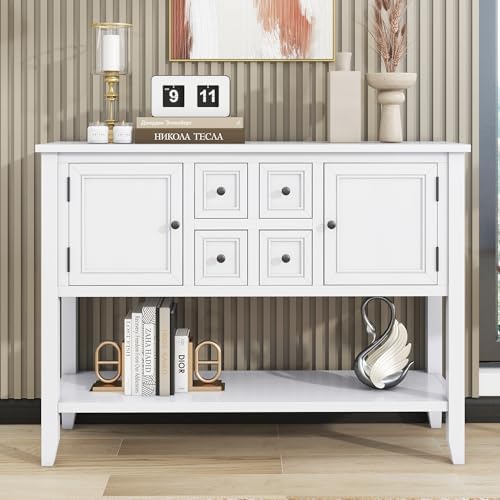 LKTART 44.5" Solid Wood Sideboard Buffet Cabinet, Entryway Console Table by LKTART