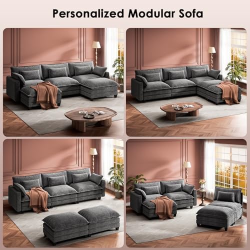 Marsail 5-Seat Modular Sectional Sofa, U-Shaped Cloud Couch, Slate Gray - Image 6