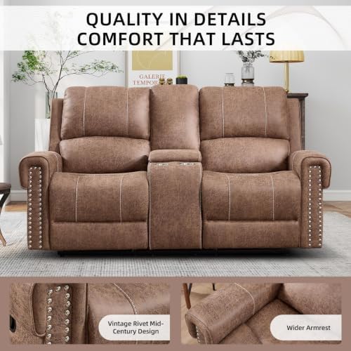 EBELLO 3-Piece Manual Recliner Sofa Set, Faux Leather 2 Overstuffed Single - Image 6