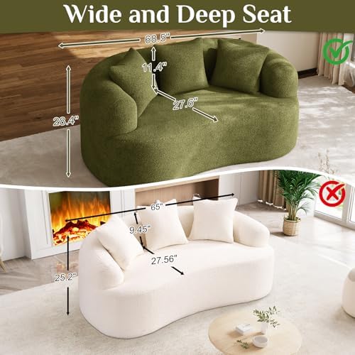 68.5" Loveseat Sofa for Living Room, Modern Luxury Plush Chenille Extra Deep - Image 5