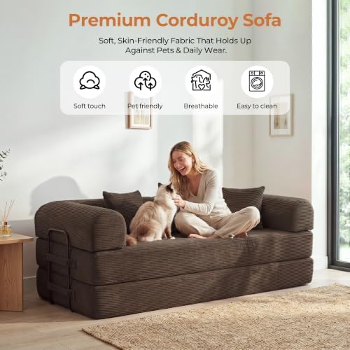 79" Convertible Futon Sofa Bed, Boneless Couch - Image 5
