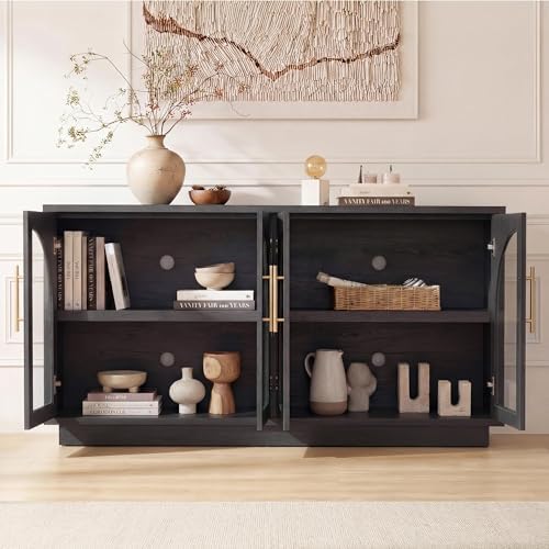 Fatmok 59" Arched Glass Sideboard Buffet Display Cabinet - Image 3