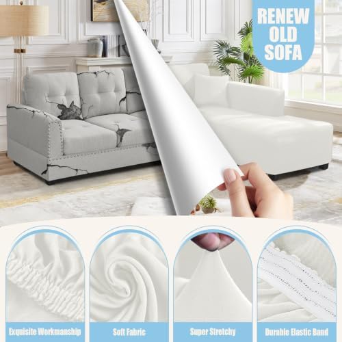 KinCam Sectional Couch Covers Stretch L Shape Sofa Covers - Image 2