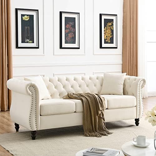 80" Chesterfield Loveseat Velvet Sofa - Image 3