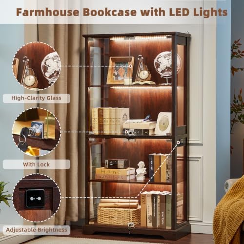 LELELINKY Farmhouse Glass Display Cabinet - Image 3