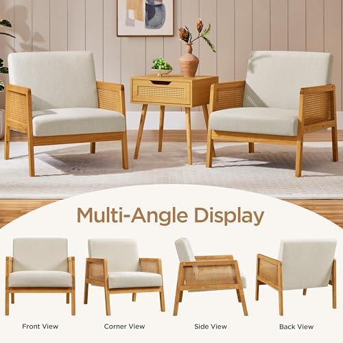 Yaheetech Rattan Accent Chairs Set of 2, Boho Vintage Armchairs - Image 6