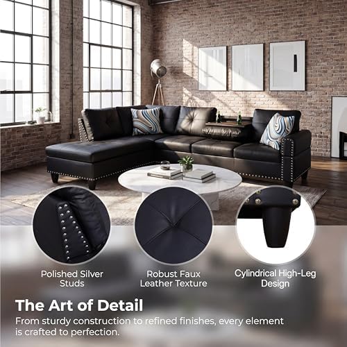 Faux Leather Sectional Couches for Living Room - Image 5