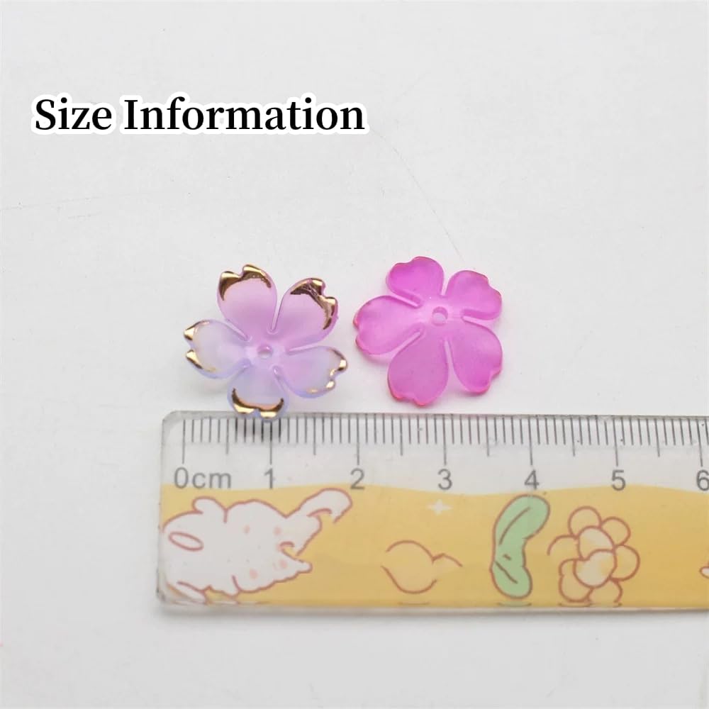 100pcs Acrylic Flower Beads, 19mm Cherry Blossom Plastic Gradient Flower Spacer Beads for DIY Crafts Bracelet Necklace Earrings Jewelry Making(White)