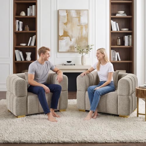 VANOMi 44.09" Oversized Accent Chair, Boucle Armchair - Image 3