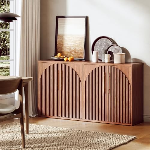 Buffet Cabinet with Storage, 31.5" Sideboard Cabinet w/Fluted Arch Doors & - Image 3