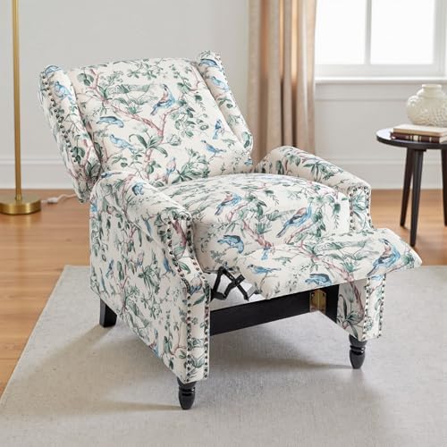 Floral Pushback Recliner Chair, Modern Armchair in Fabric - Image 4