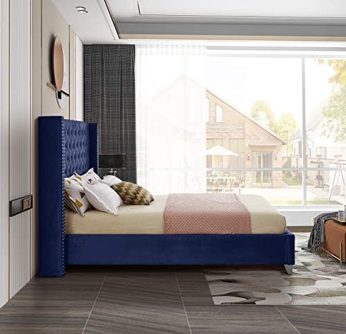 Meridian Furniture Aiden Collection AidenNavy-K Modern | Contemporary Velvet - Image 6