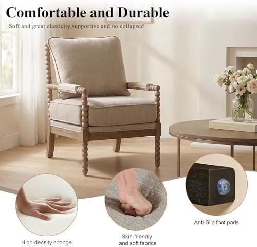 DUHOME Linen Fabric Spindle Accent Chair - Image 4