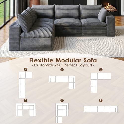 103" Cloud Couch Modular Sectional Sofa, Oversized L-Shaped 5 Seater Deep Seat - Image 5