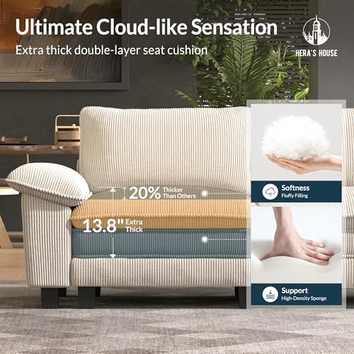 HERA'S HOUSE 3-Seat L Shaped Modular Cloud Couch Sectional Sofa Ottoman - Image 6