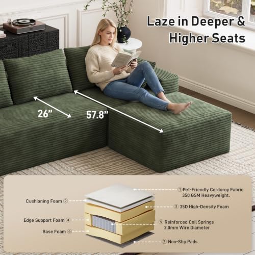ONEMMLION 105" L-Shaped Cloud Boneless Couch - Image 5