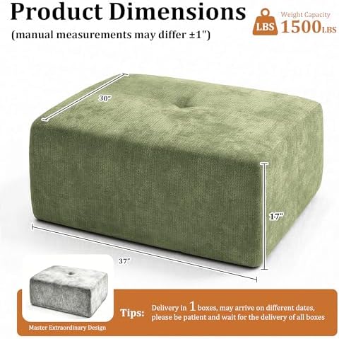37" Oversized Boneless Couch, Comfort Cloud Sectional Couches - Image 2