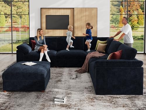 EASE MOOSE Oversized Blue Sectional V Shape Sectional Couch, Modern Fashion - Image 6