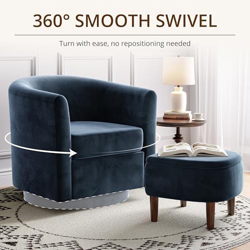 360° Swivel Accent Chair with Storage Ottoman - Image 3
