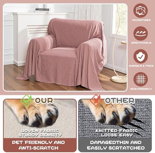 MYSKY HOME Pink Sofa Cover, Couch Covers - Image 2