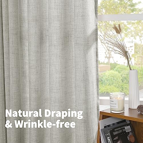 Light Grey Linen Semi Sheer Curtains 52x63 Inch Length - Image 5