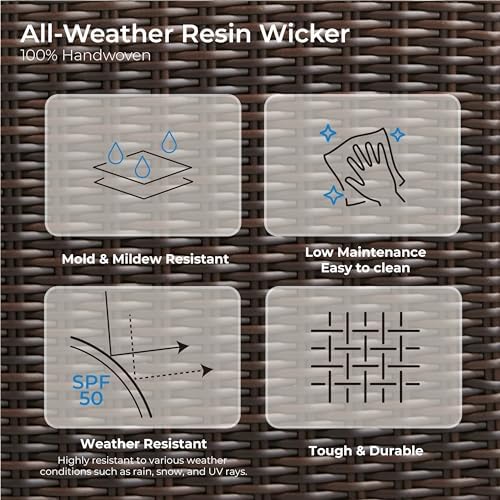 CHITA 2 Pieces Patio Wicker Chair, 360° Rocking Swivel Outdoor Rattan Chair - Image 5