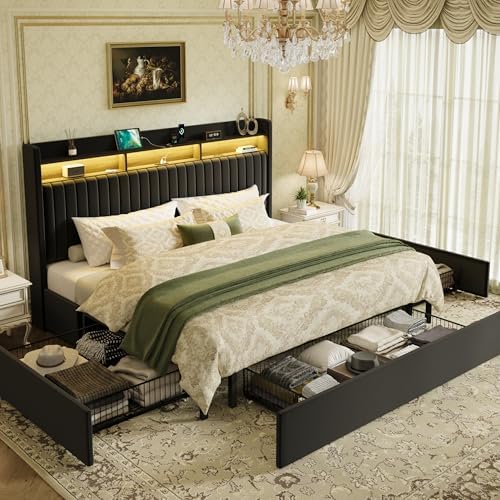 SHA CERLIN King Upholstered Platform Bed Frame by SHACERLIN