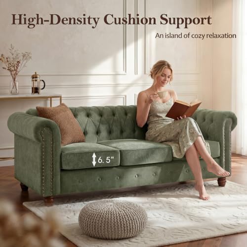 Modern Chesterfield 2-Piece Chenille Sofa & Loveseat Combo - Image 5