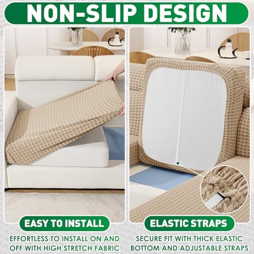 MAXIJIN Couch Cushion Covers for Sectional Sofa, Stretch Sofa Cushion Cover - Image 5