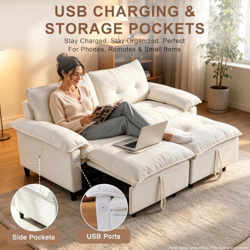73" Sleeper Sofa Bed Full, Pre-Assembled Velvet Pull Out Sofa - Image 5