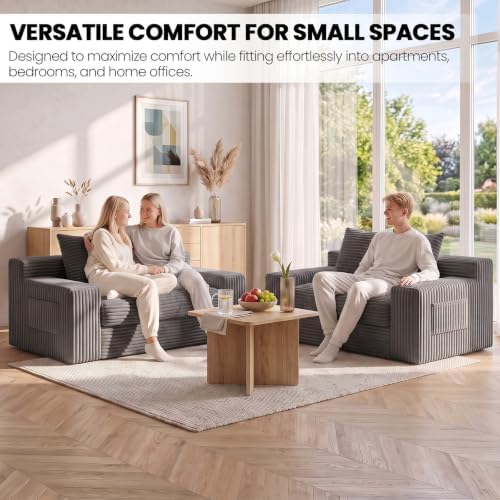 Small Boneless Couch, Boneless Loveseat Convertible Sofa Bed Sleeper Sofa Couch - Image 2